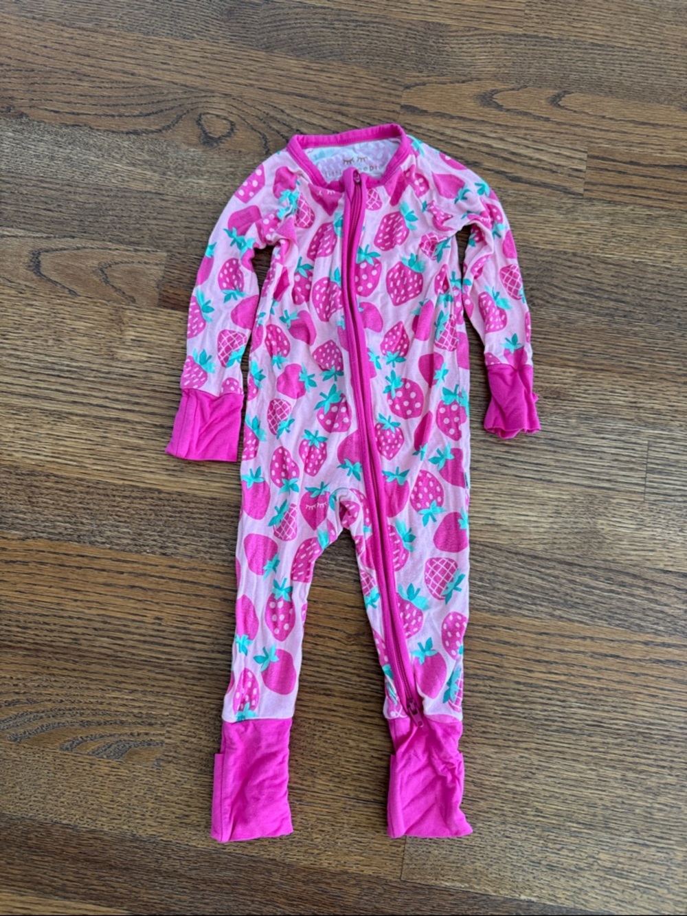 Little Sleepies Pink Strawberry Print Zippy